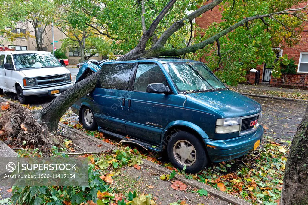 Aftermath of the tropical super storm Hurricane Sandy, Queens, New York, United States - October 30, 2012.