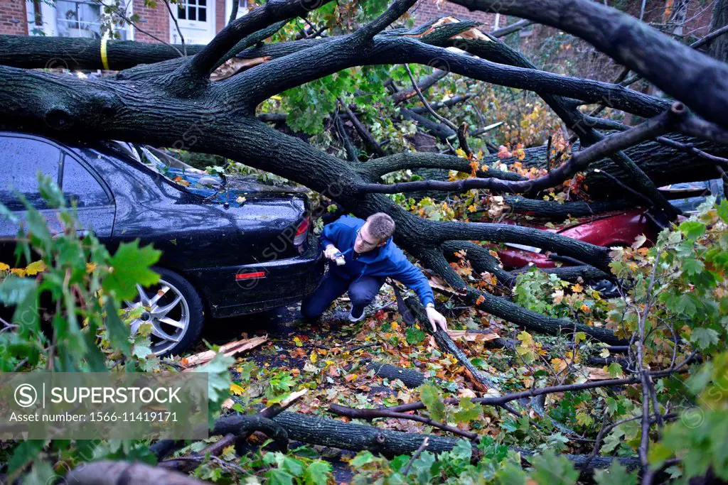 Aftermath of the tropical super storm Hurricane Sandy, Queens, New York, United States - October 30, 2012.