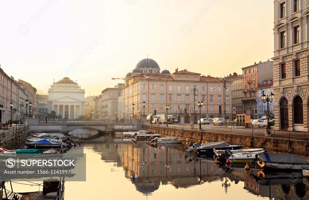 Trieste, Italy. Canale Grande (Grand Canal) in early morning light.