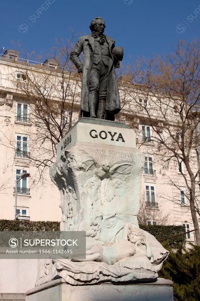 Goya Monument located on the side of the Prado Museum, Madrid, Spain, Europe