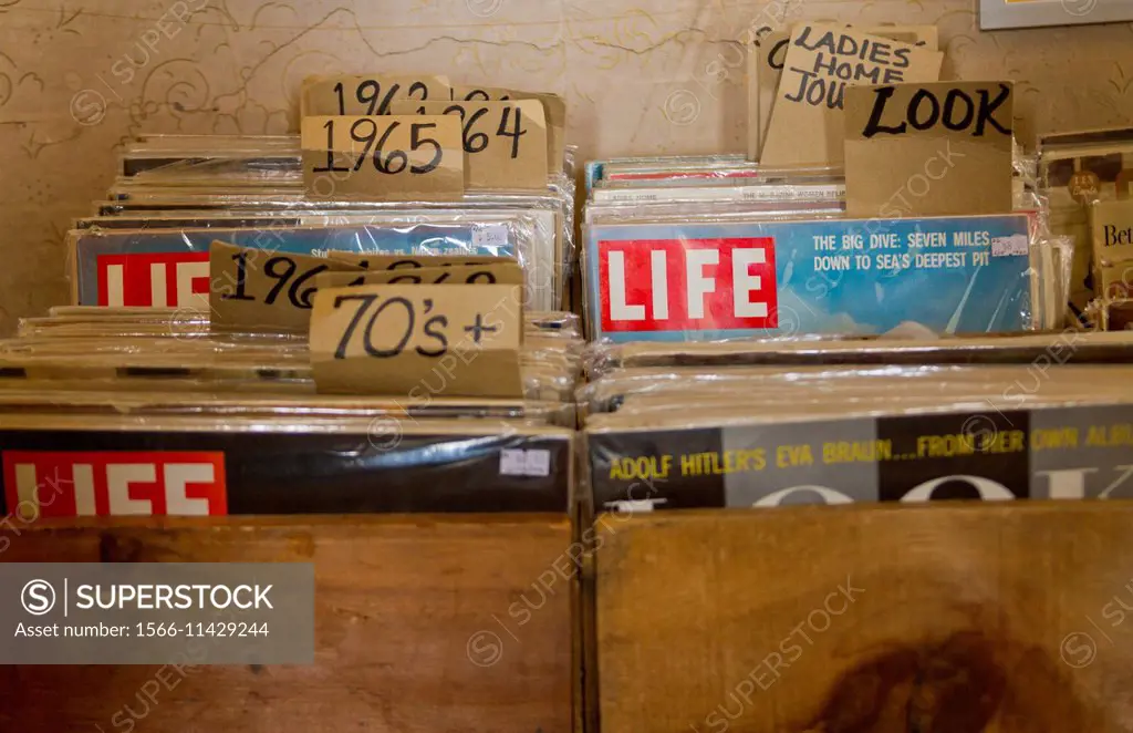 Old Life magazines in antique shop in Leadville Colorado.