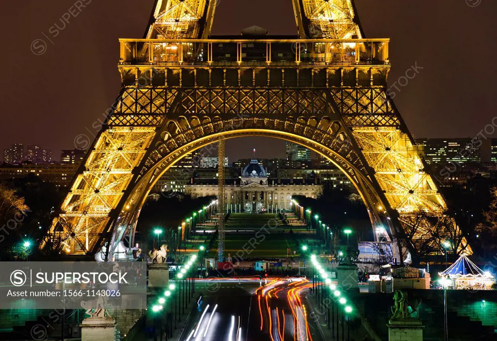 The Eiffel Tower at night, Paris, France