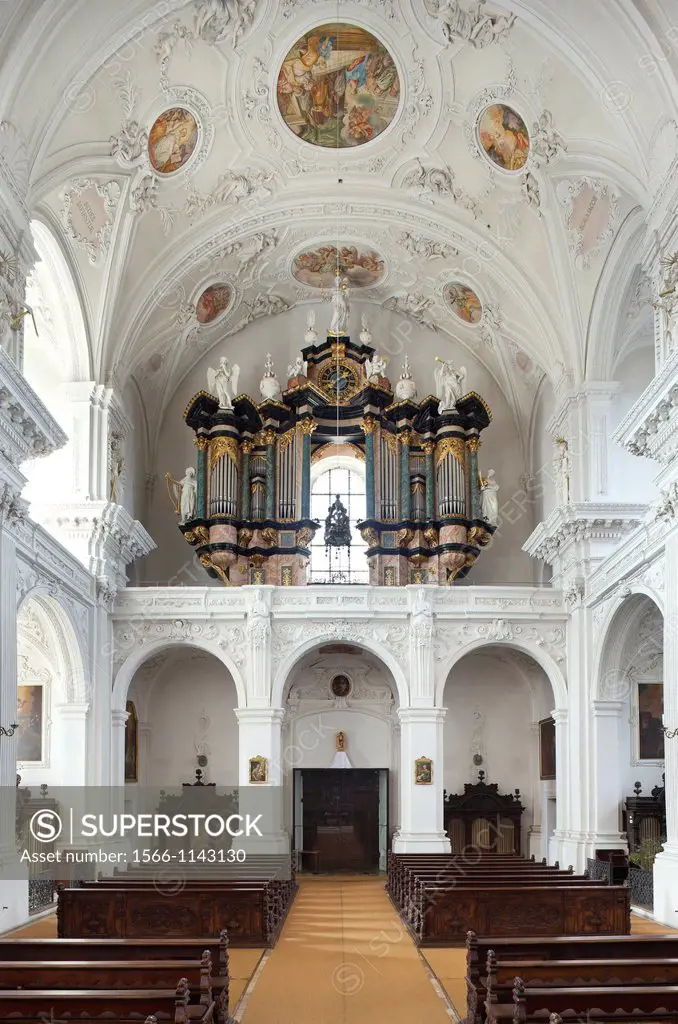 interior view, Organ, Schoenenberg, Ellwangen, Bavaria, Germany