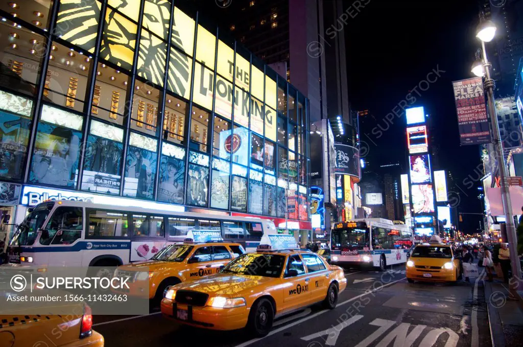 Taxis in Times Square.