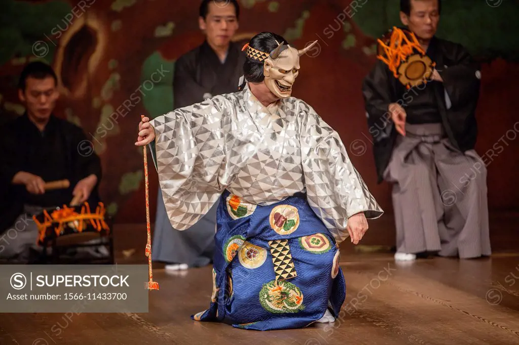 Performance of noh, in National Noh Theatre,4-18-1, Sendagaya, Shibuya-ku, Tokyo.
