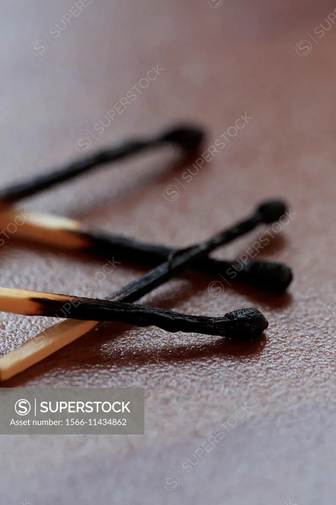 Close up of spent matches.