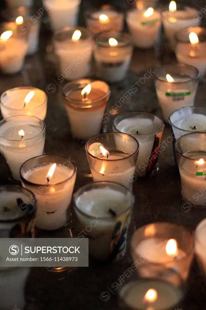 Candles in a church, Repúplica Dominicana.