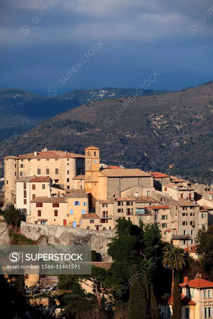 Top view above the village of Carros in the Var Valley, Alpes-Maritimes, Provence-Alpes-Côte d´Azur, France.