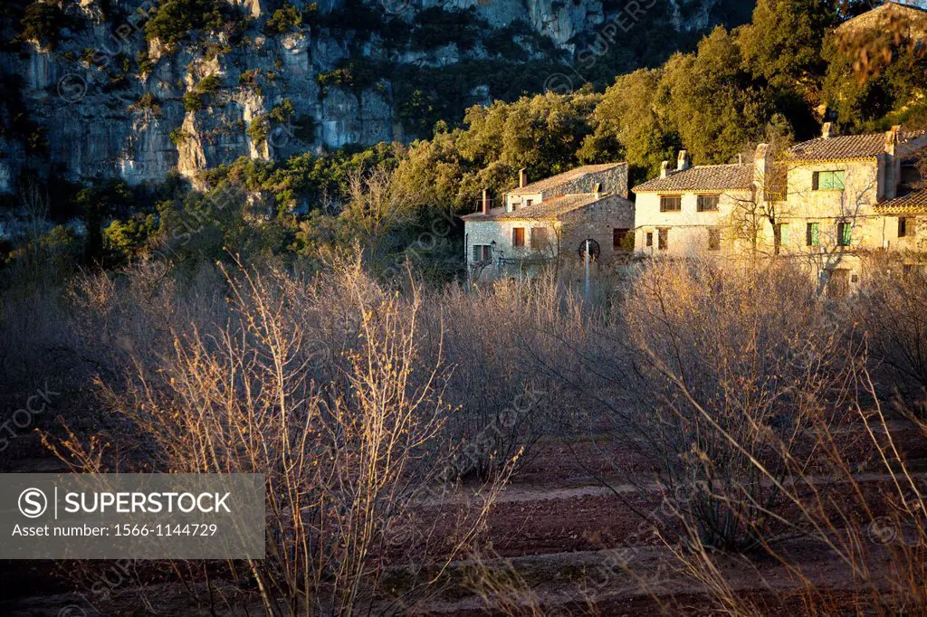 Farena village in Prade Mountains in Tarragona, Catalonia, Spain