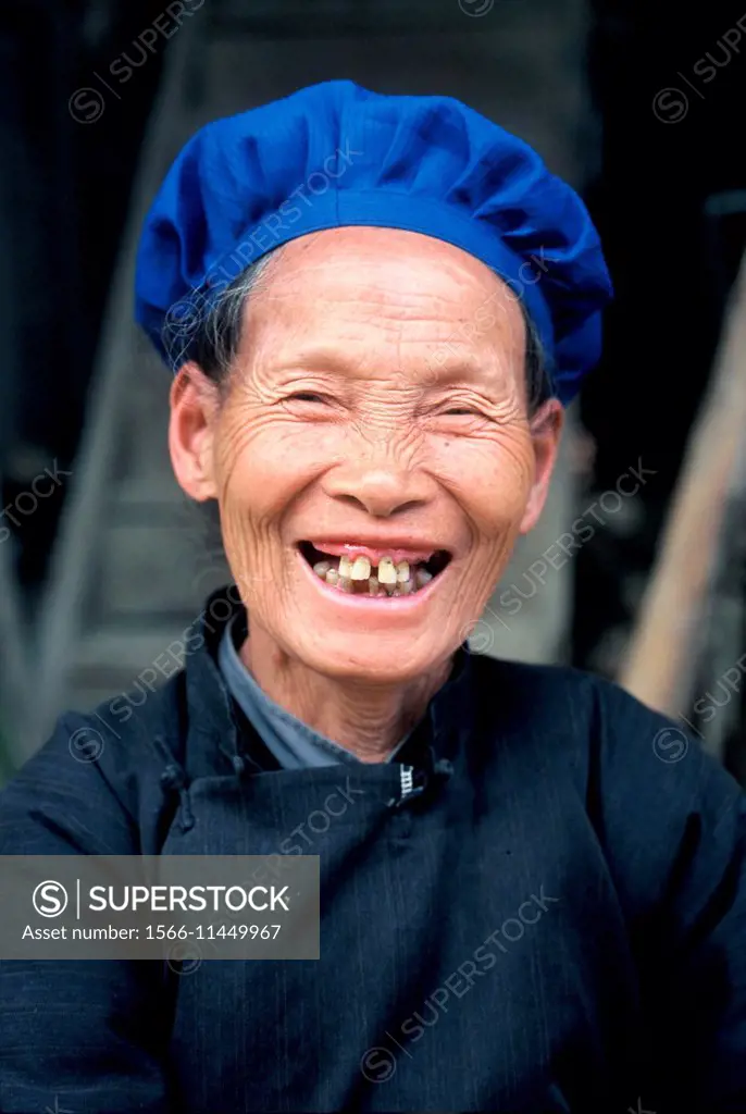A smiling old minority woman, Yunnan, South China, Asia.