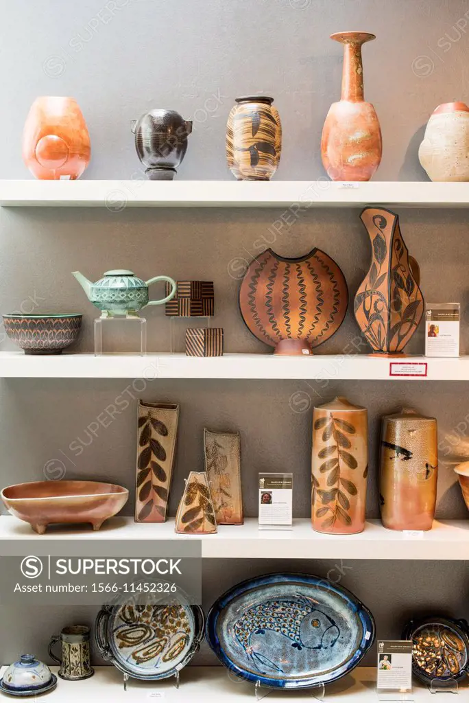 Ceramics in a ceramics gallery, Vancouver, BC, Canada.