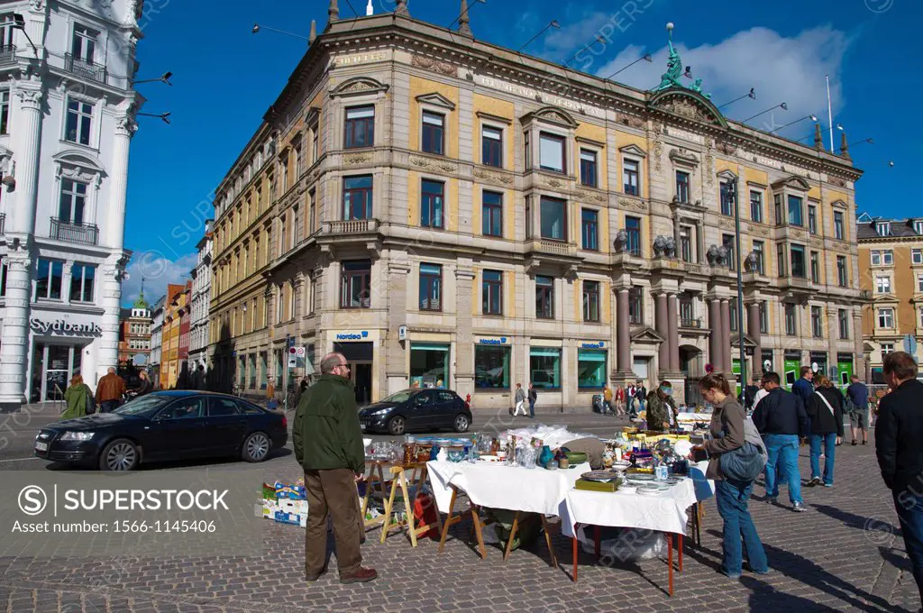 Antiques market at Kongens nytorv square central Copenhagen Denmark Europe