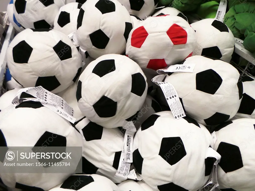 Soft toy balls in IKEA shop