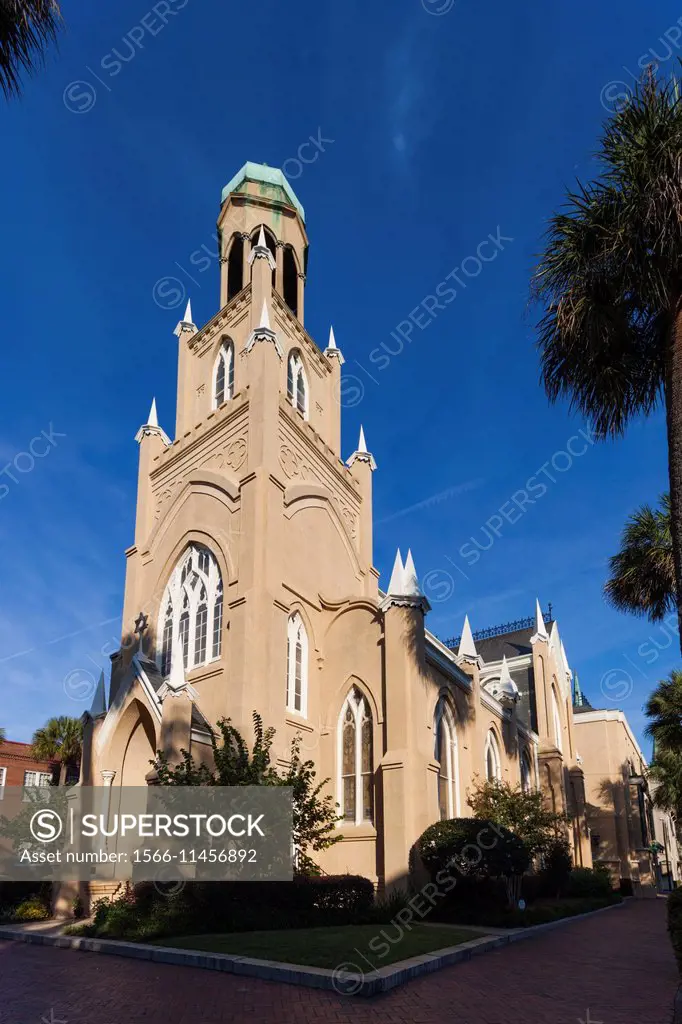 USA, Georgia, Savannah, Temple Mickve Israel, synagogue built in 1876.
