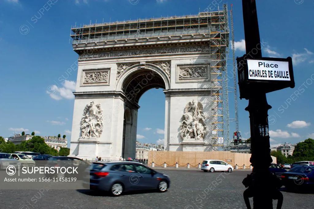 Arc de Triomphe, Paris, Ile de France, France, Europe.