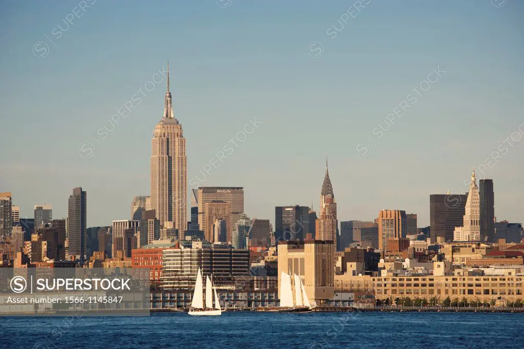 Empire State Building in Mid-town Manhattan from Jersey City, New Jersey