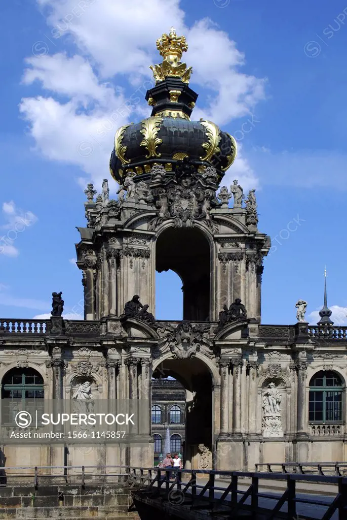 Zwinger palace in Dresden with crown gate as an entrance to the inner courtyard of the baroque building - Caution: For the editorial use only  Not for...