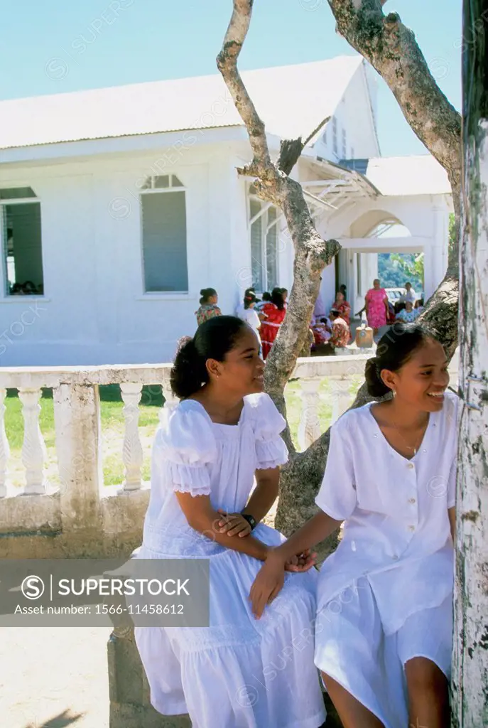 Women at church, Kosrae, FSM, Micronesia