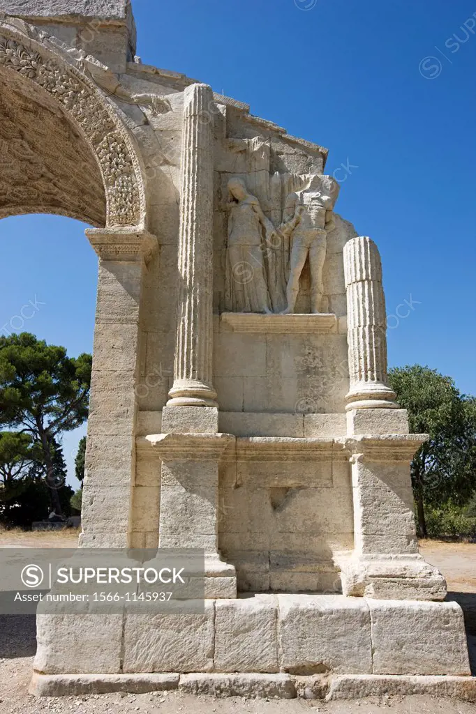 France, Provence, Bouches-du-Rhone department13, Saint Remy de Provence, archeological roman ruins of the city of Galnum on the domitian way, the triu...