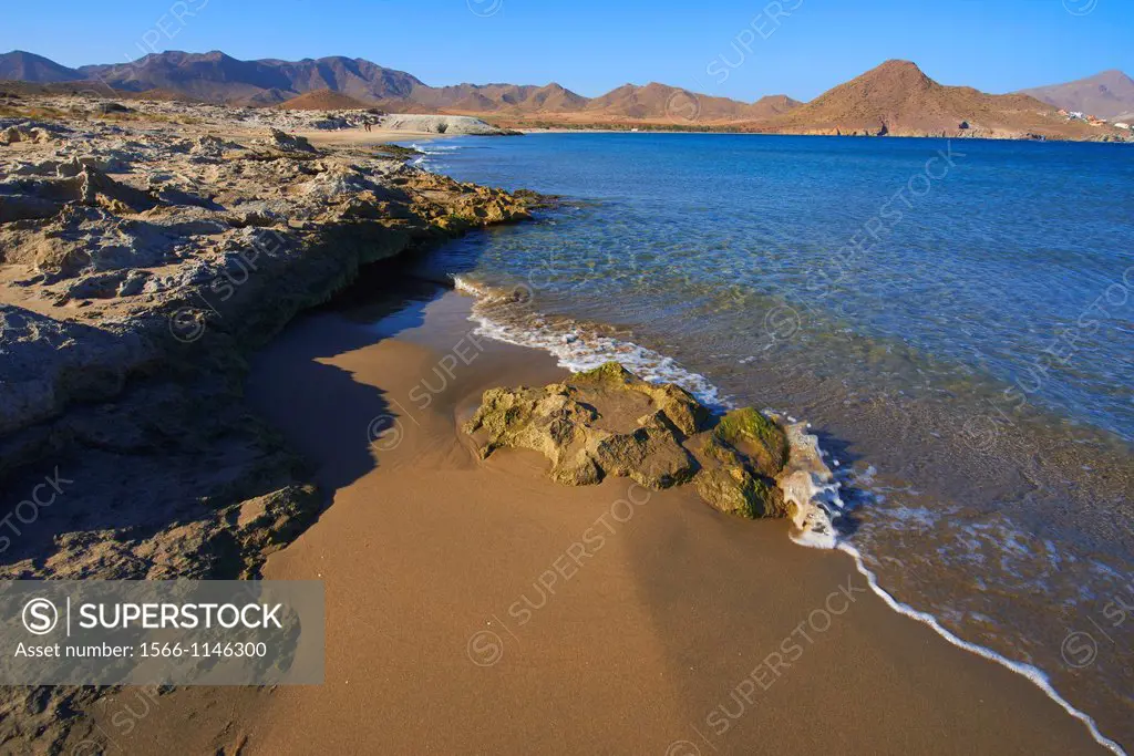 Los Genoveses beach, Genoveses Cove, Ensenada de los Genoveses, Cabo de Gata-Nijar Natural Park, Biosphere Reserve, Almeria province, Andalusia, Spain...