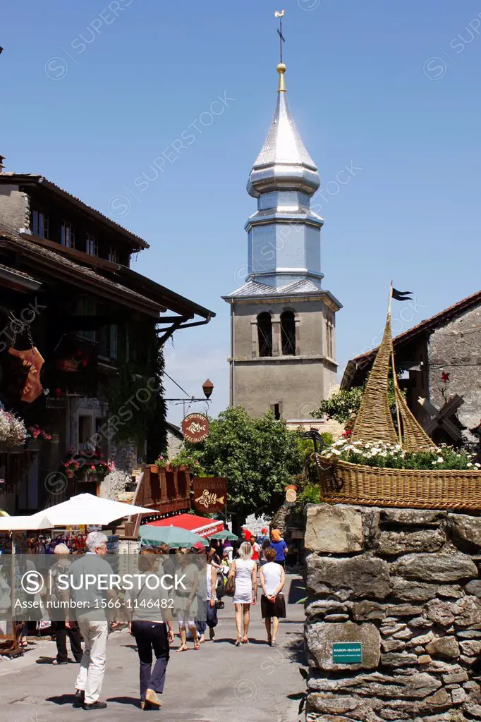Yvoire, first flowered village of France, Haute-Savoie, Rhône-Alpes, France.