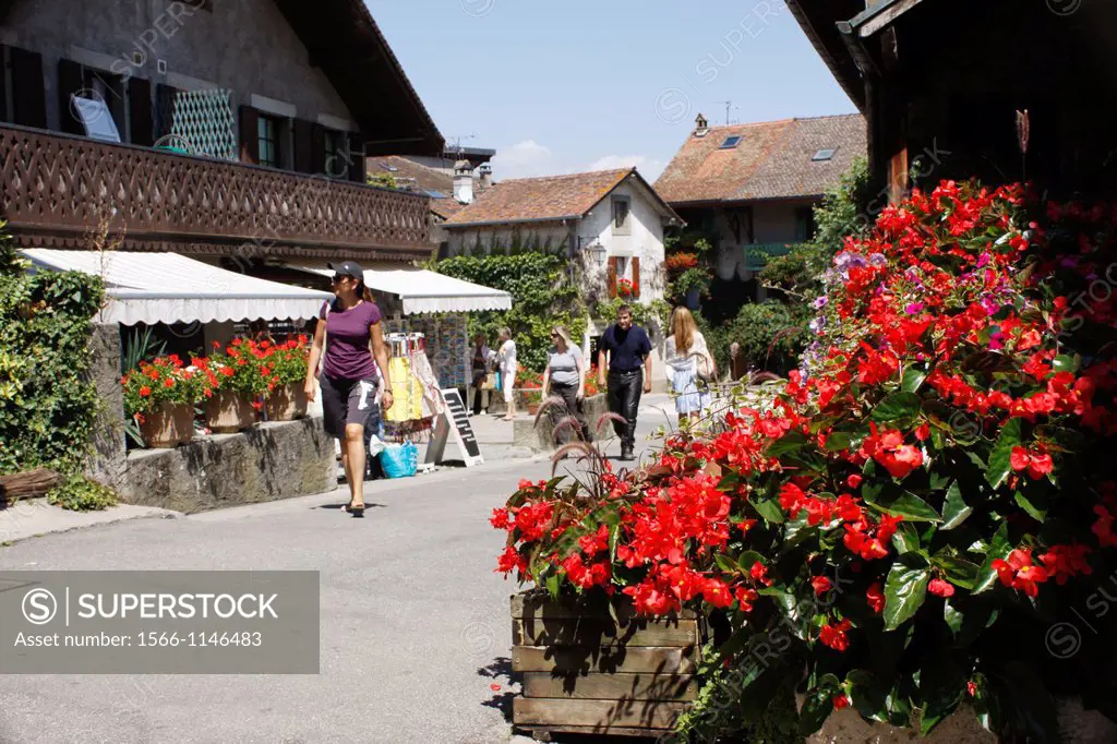 Yvoire, first flowered village of France, Haute-Savoie, Rhône-Alpes, France.