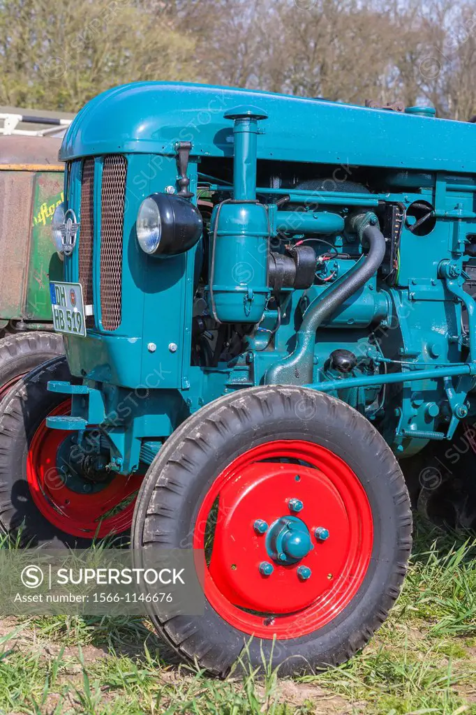 Close up of a vintage tractor, Germany, Europe