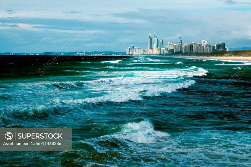 Looking towards Surfer´s Paradise on the Gold Coast in Australia.