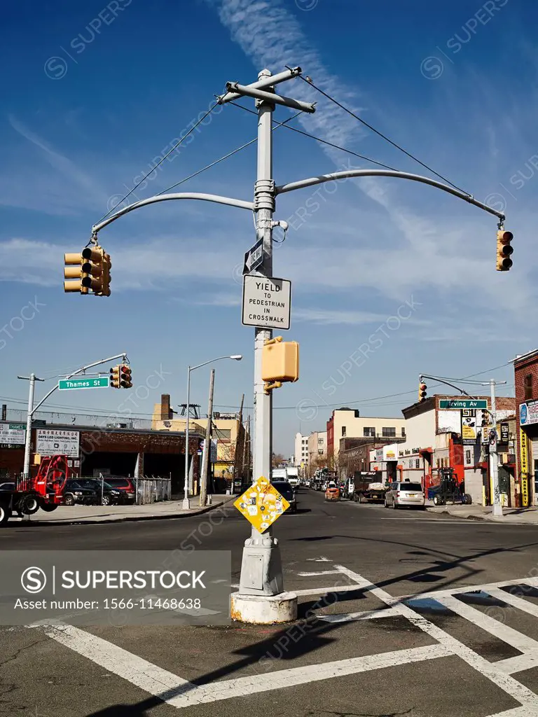 Signaling on a street in Brooklyn.