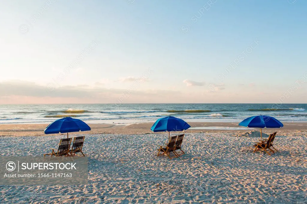 Chairs and umbrellas at the beach on Hilton Head Island, SC