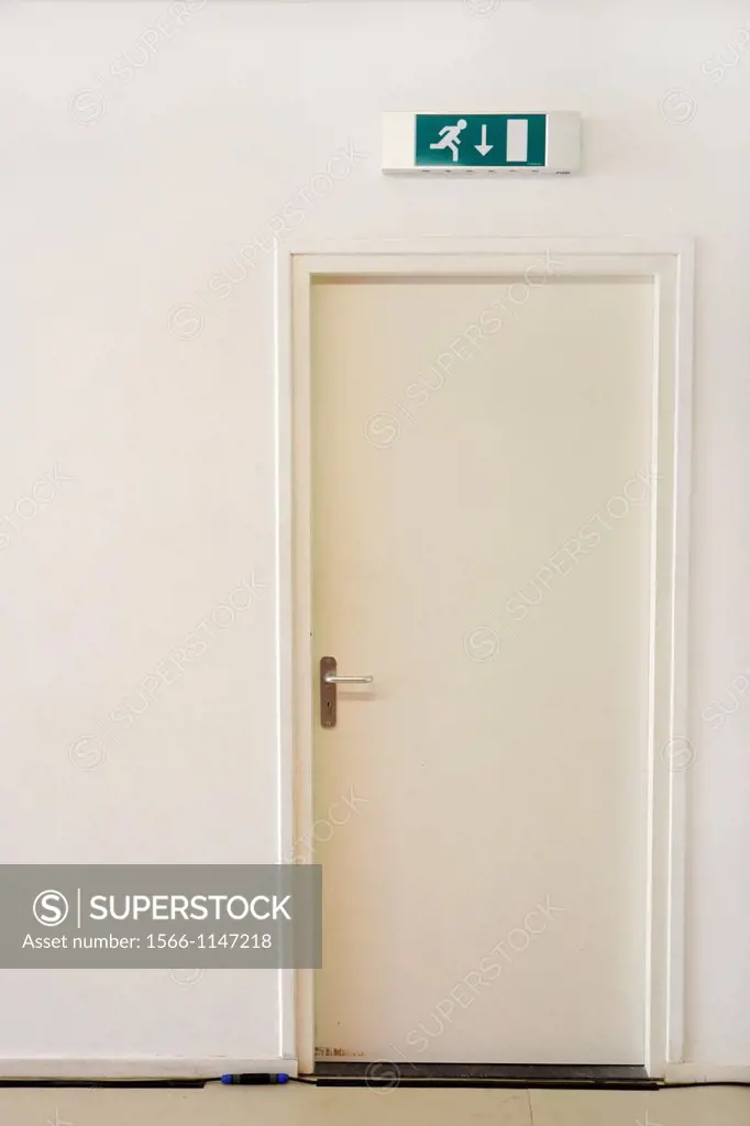 White wall and door  Emergency exit