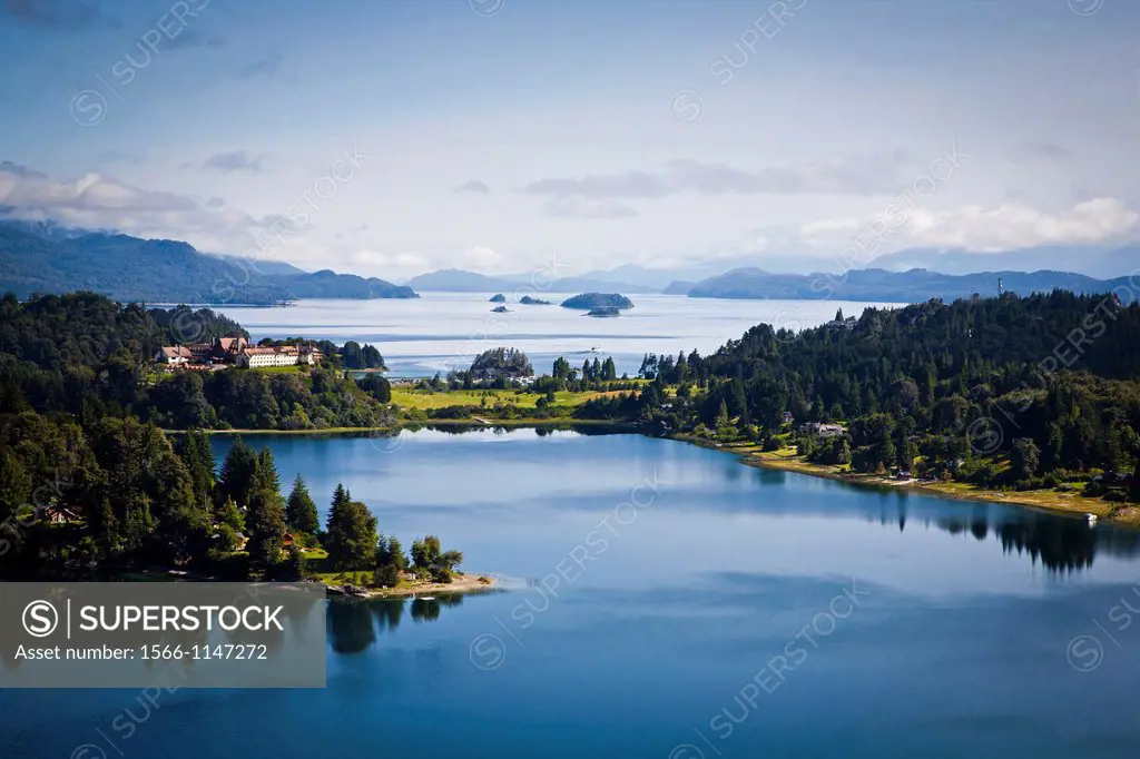 View over Nahuel Huapi lake and Llao Llao hotel near Bariloche, Lake district, Patagonia, Argentina