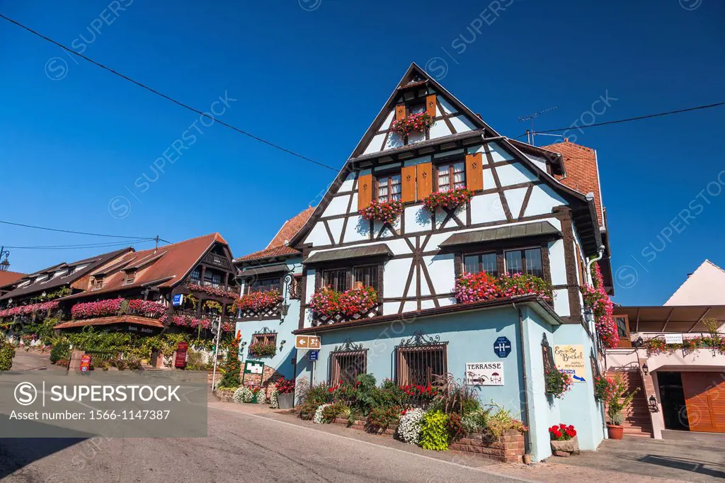 Charming traditional houses in Itterswiller, Alsace, France, Europe