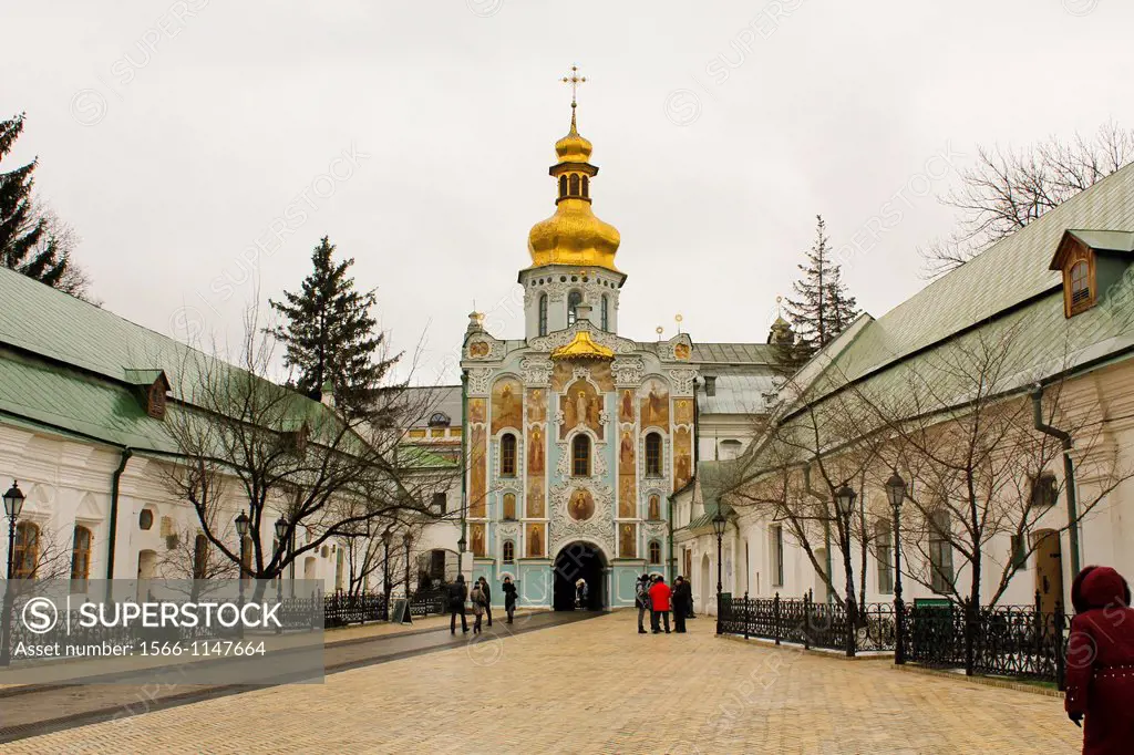 Pechersk Lavra territory Trinity gate church, Kiev, Ukraine