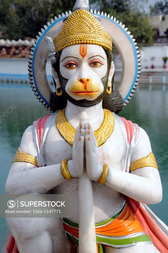 India. Punjab. Amritsar. Durgiana Temple Durga or Lakshmi Narayan. Hanuman, the monkey god.