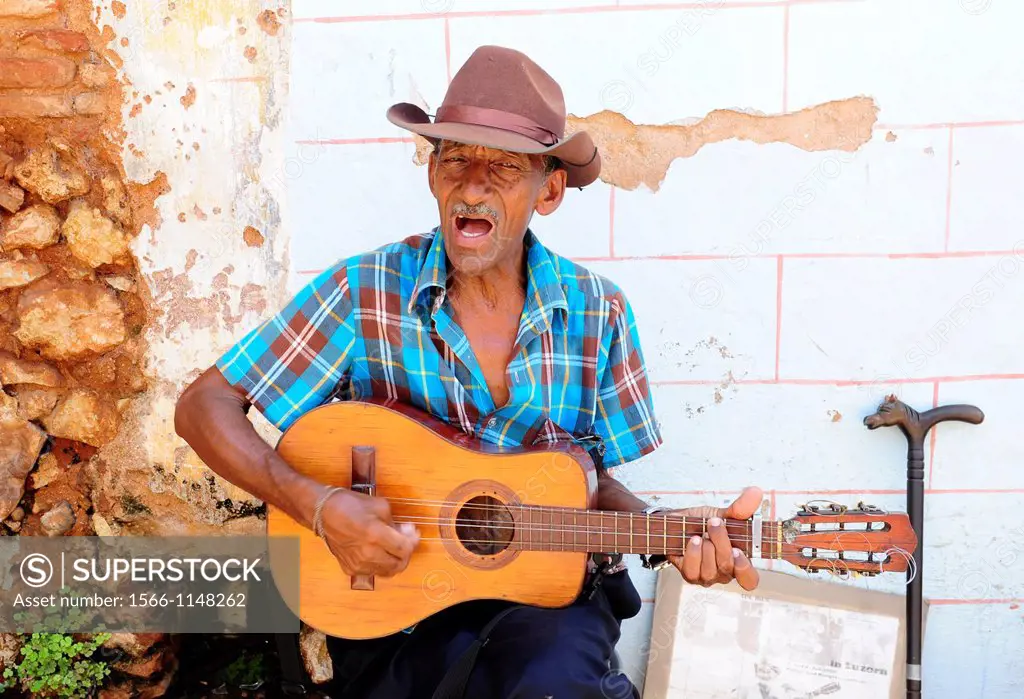 Cuba Man playing music in Trinidad,Sancti Spiritus Province,Cuba
