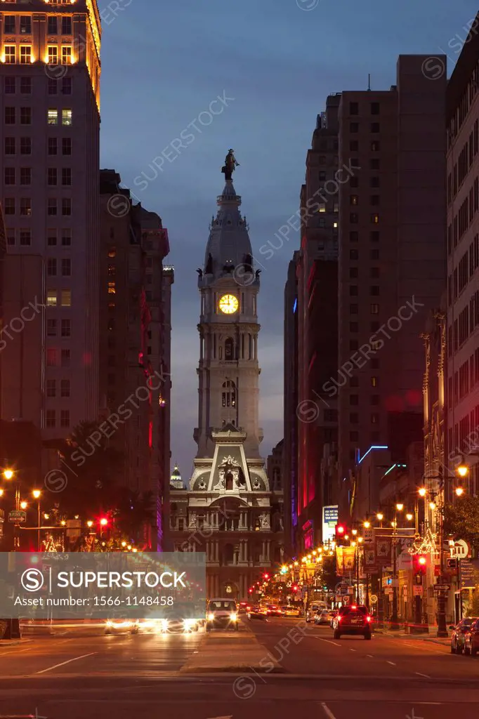 City Hall Broad Street Downtown Philadelphia Pennsylvania USA