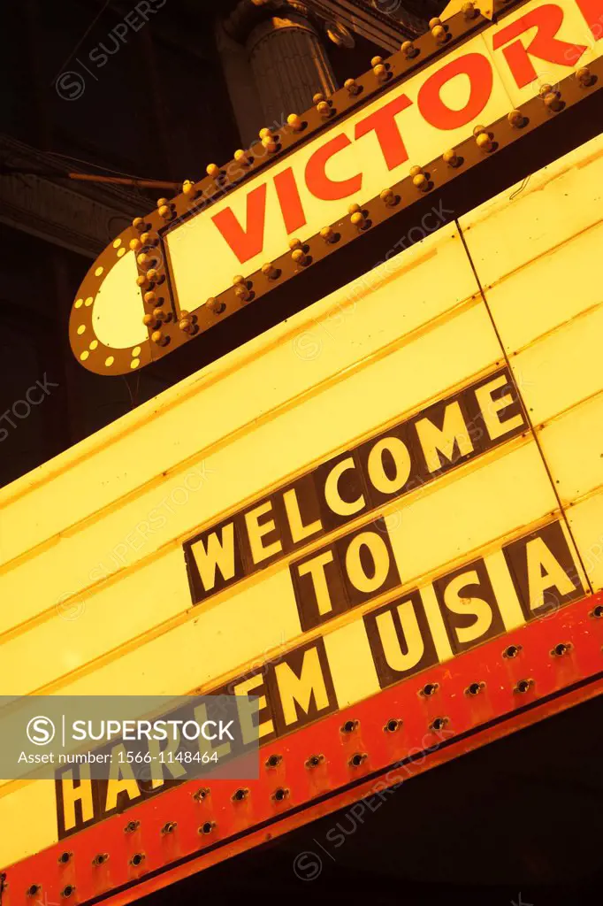 Welcome Sign Victory Theater One Hundred And Twenty Fifth Street Harlem Manhattan New York City USA