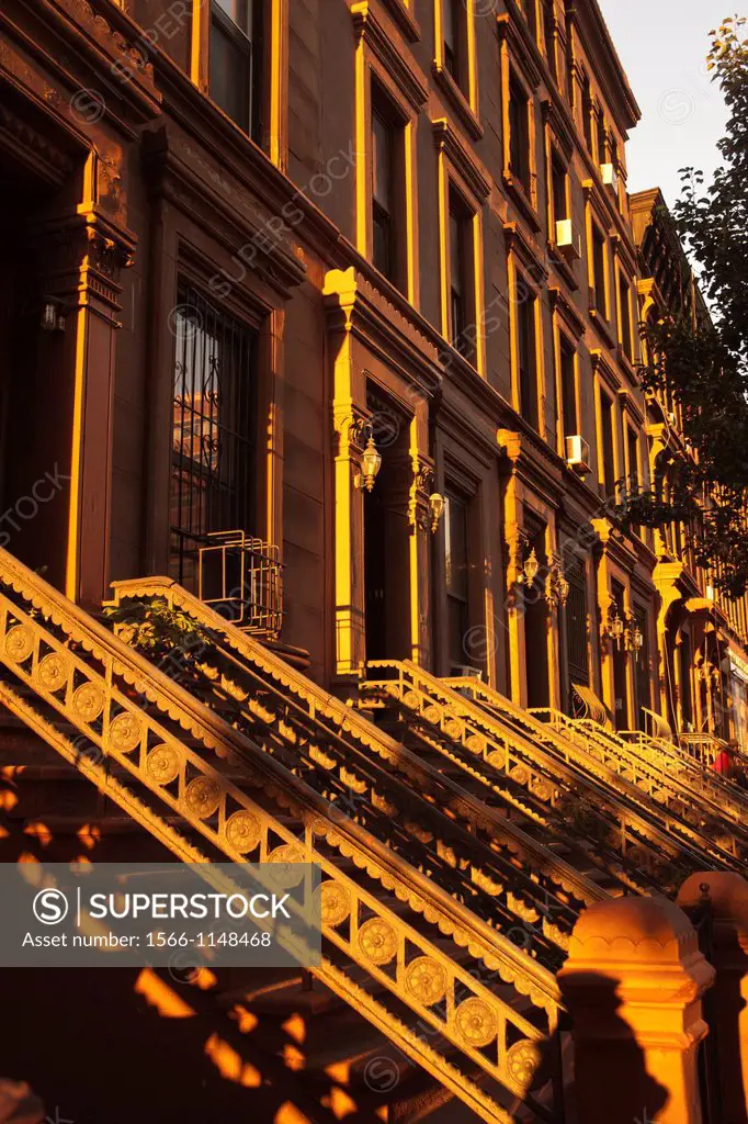 Brownstone Row Houses One Hundred And Twenty Sixth Street Harlem Manhattan New York City USA
