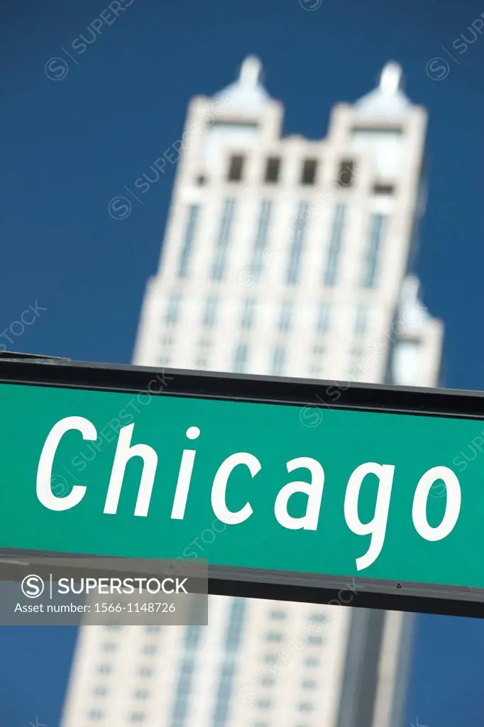Chicago Street Sign North Michigan Avenue Downtown Chicago Illinois USA