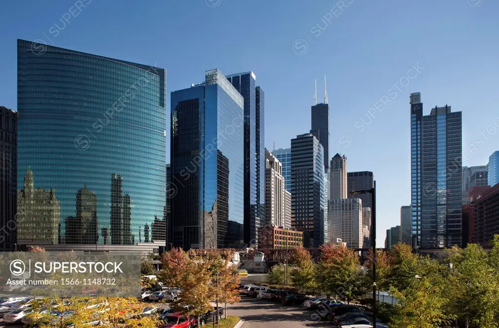 North Loop Skyline Downtown Chicago Illinois USA