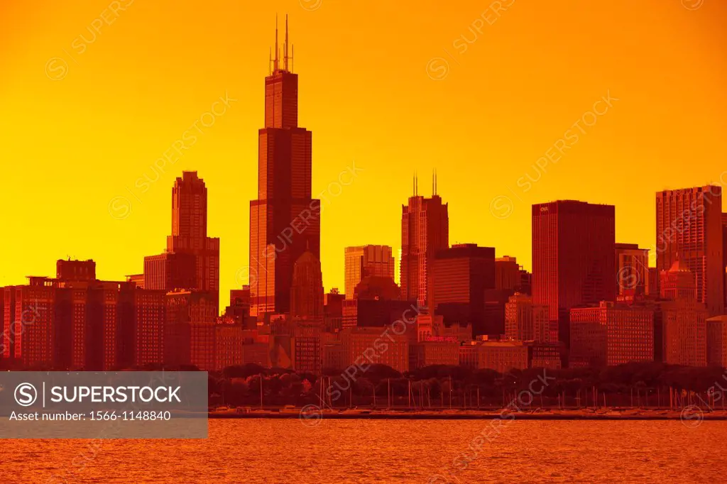 Willis (Sears) Tower Lake Shore Skyline Downtown Chicago Illinois USA