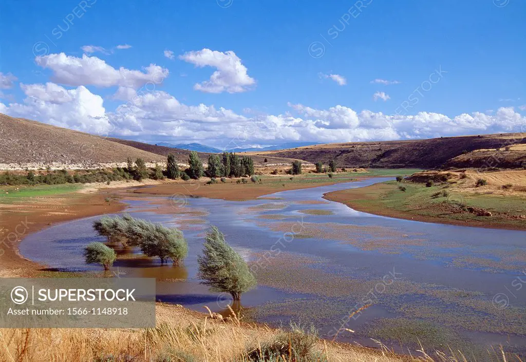 River Riaza in Linares reservoir. Maderuelo, Segovia province, Castilla Leon, Spain.