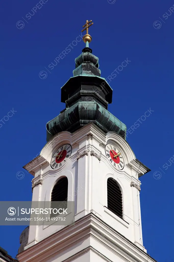 Hungary, Sopron, Lutheran Church, clock tower.