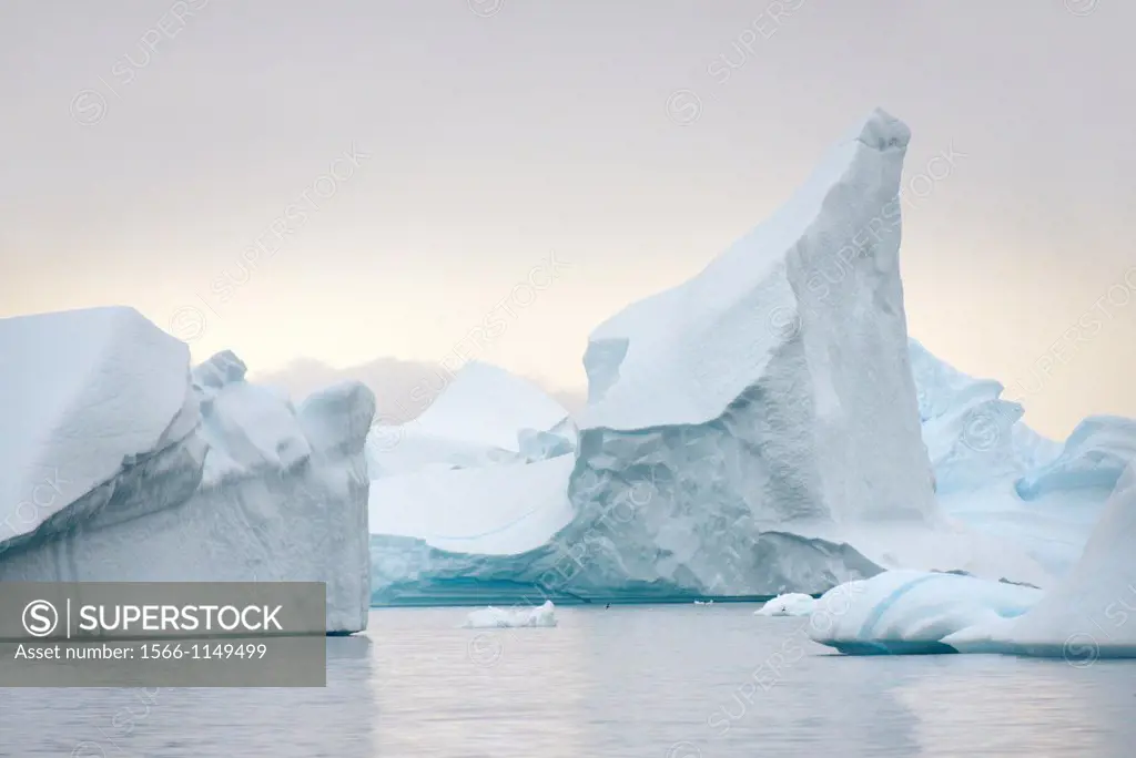 Greenland, Melville Bay, Cape York, Drifting icebergs