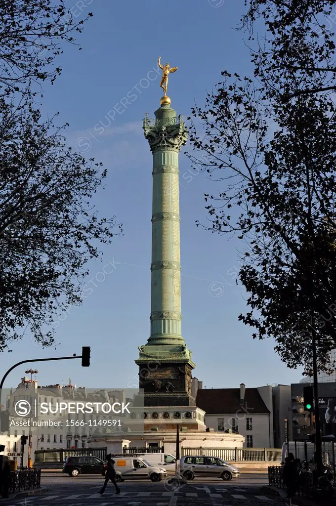 July Column on Place de la Bastille, Paris, Ile-de-France region, France, Europe
