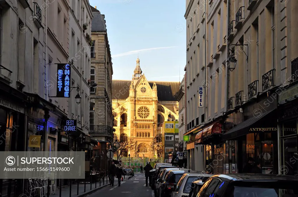 Prouvaires street with Saint-Eustache church background, Paris, Ile-de-France region, France, Europe