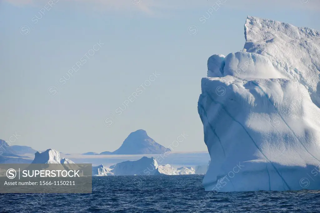 Greenland, Melville Bay, Red Head surroundings, Icebergs and ice cap