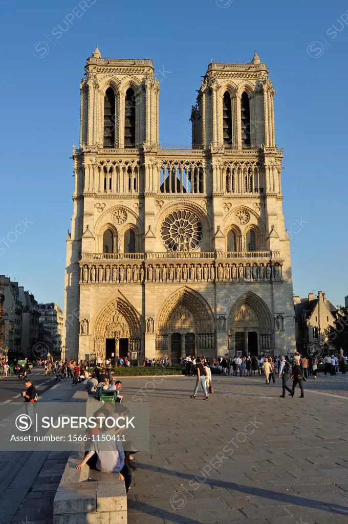 Notre Dame Cathedral square, Ile de la Cite, Paris, Ile-de-France region, France, Europe