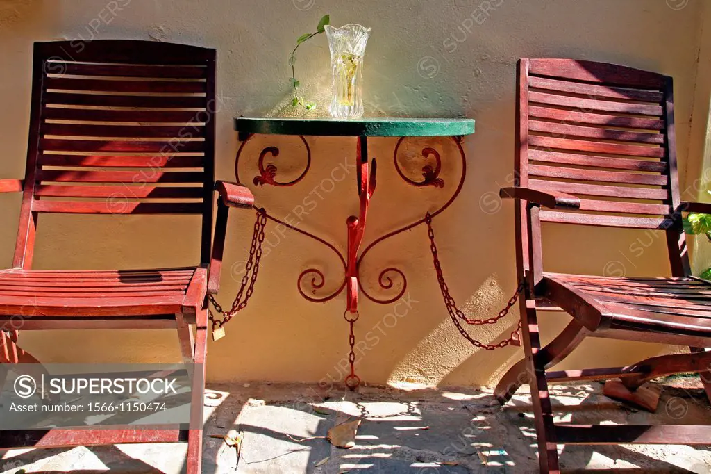chairs, bar, Chania, Crete, Greece